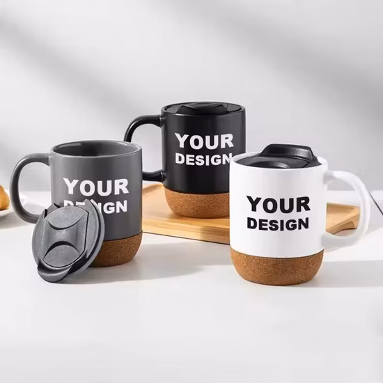 Tasse mate avec couvercle cuillère nordique grande capacité tasse à thé en céramique tasse à café avec logo personnalisé