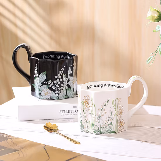 Tasse de bière en céramique à motif peint à la main en gros